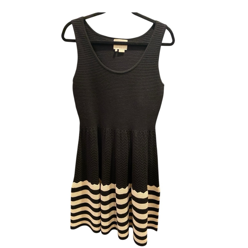 Kate Spade Sandra Black Dress with Cream Stripes Size Medium